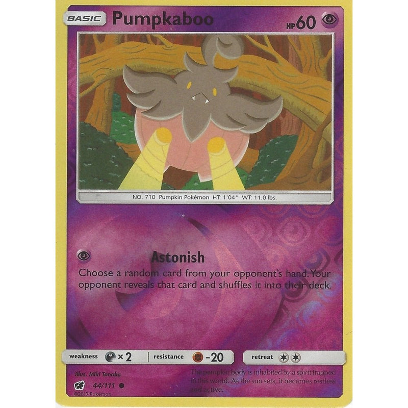 pokemon pumpkaboo card Pokemon SM-4 Crimson Invasion Card: PUMPKABOO - 44/111 - Reverse Holo