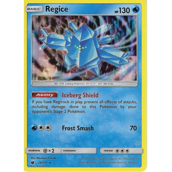 Pokemon SM-4 Crimson Invasion Card: REGICE - 28/111 - Holo