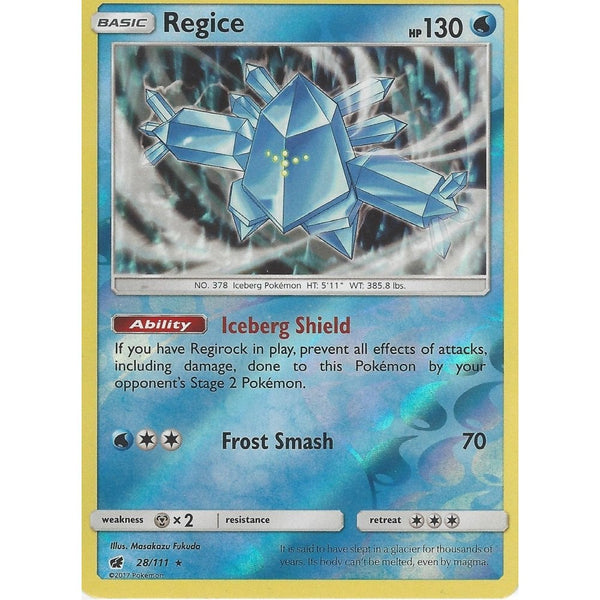 Pokemon SM-4 Crimson Invasion Card: REGICE - 28/111 - Reverse Holo