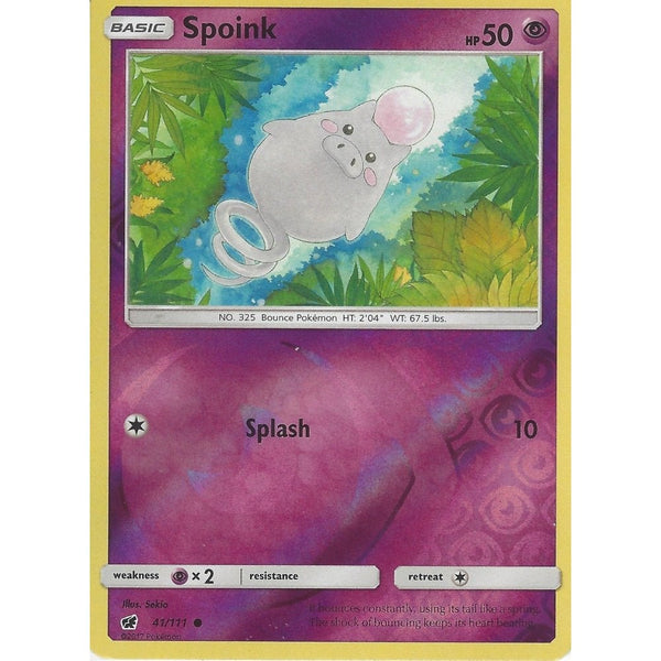 Pokemon SM-4 Crimson Invasion Card: SPOINK - 41/111 - Reverse Holo