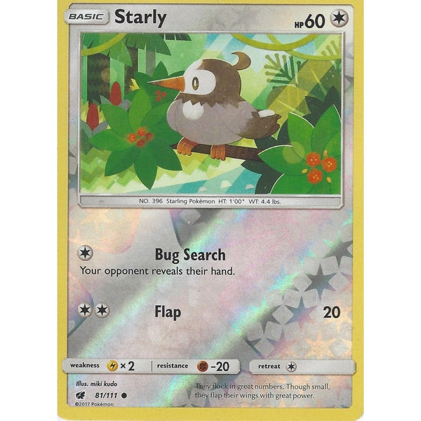 Pokemon SM-4 Crimson Invasion Card: STARLY - 81/111 - Reverse Holo
