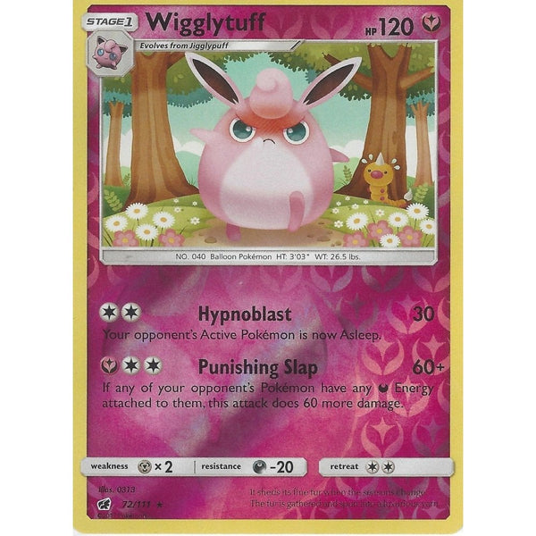 Pokemon SM-4 Crimson Invasion Card: WIGGLYTUFF - 72/111 - Reverse Holo