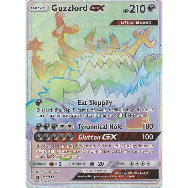 Pokemon SM-4 Crimson Invasion: GUZZLORD GX - 116/111 - RAINBOW Ultra Rare Holo