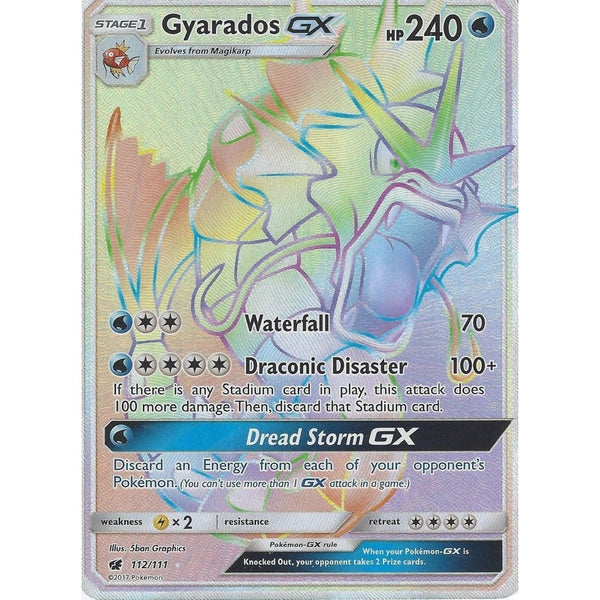Pokemon SM-4 Crimson Invasion: GYARADOS GX - 112/111 - RAINBOW Ultra Rare Holo