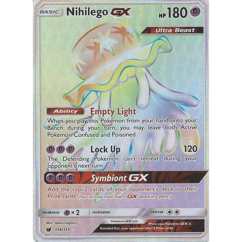 rainbow holographic pokemon cards Pokemon SM-4 Crimson Invasion: NIHILEGO GX - 114/111 - RAINBOW Ultra R