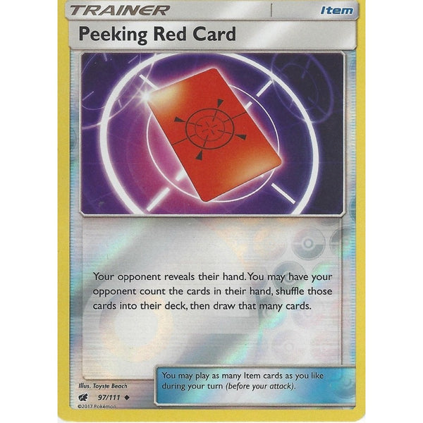 Pokemon SM-4 Crimson Invasion PEEKING RED CARD TRAINER 97/111 Reverse Holo