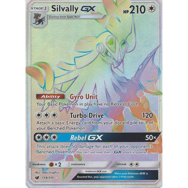 Pokemon SM-4 Crimson Invasion: SILVALLY GX - 119/111 - RAINBOW Ultra Rare Holo