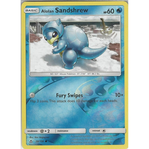 Pokemon SM-5 Ultra Prism Card: Alolan Sandshrew - 28/156 - Reverse Holo