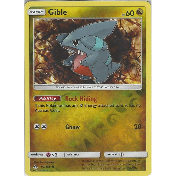 Pokemon SM-5 Ultra Prism Card: Gible - 97/156 - Reverse Holo