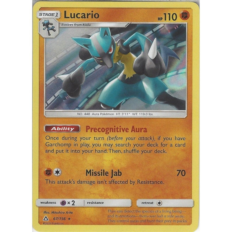 Pokemon SM-5 Ultra Prism Card: Lucario - 67/156 - Rare Holo - Recaptured LTD Pokemon SM-5 Ultra Prism Card: Lucario - 67/156 - Rare Holo - Recaptured LTD