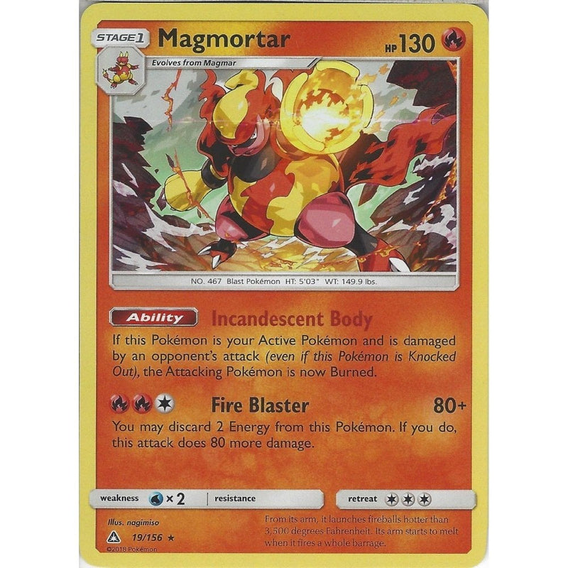 Pokemon SM-5 Ultra Prism Card: Magmortar - 19/156 - Rare Holo - Recaptured LTD Pokemon SM-5 Ultra Prism Card: Magmortar - 19/156 - Rare Holo - Recaptured LTD