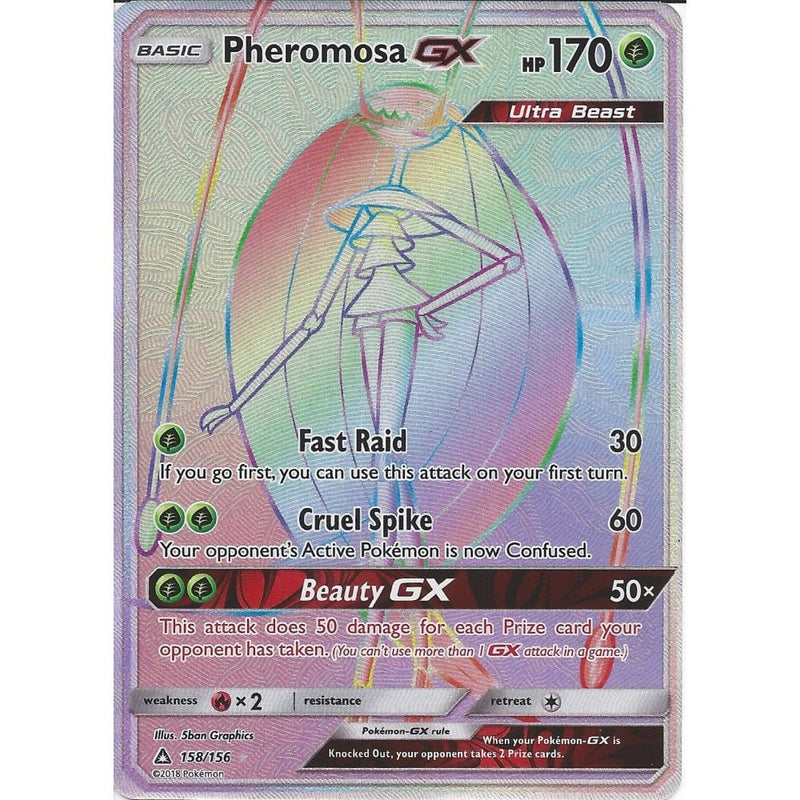 Pokemon SM-5 Ultra Prism Card: Pheromosa GX 158/156 Rainbow Ultra Rare - Recaptured LTD Pokemon SM-5 Ultra Prism Card: Pheromosa GX 158/156 Rainbow Ultra Rare - Recaptured LTD
