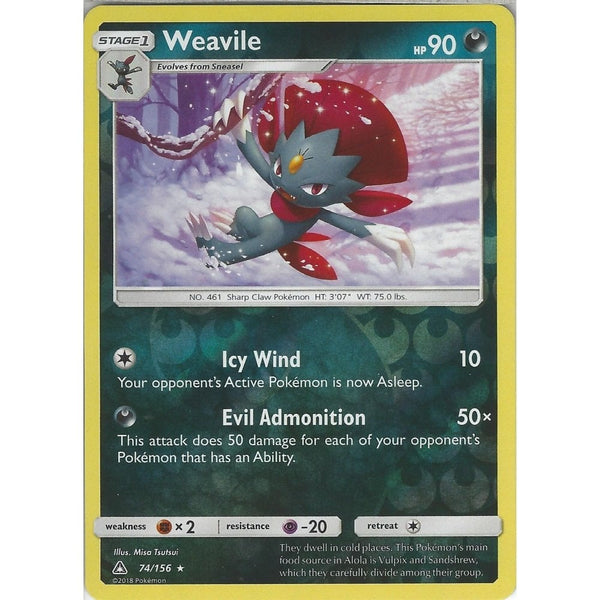Pokemon SM-5 Ultra Prism Card: Weavile - 74/156 - Reverse Holo
