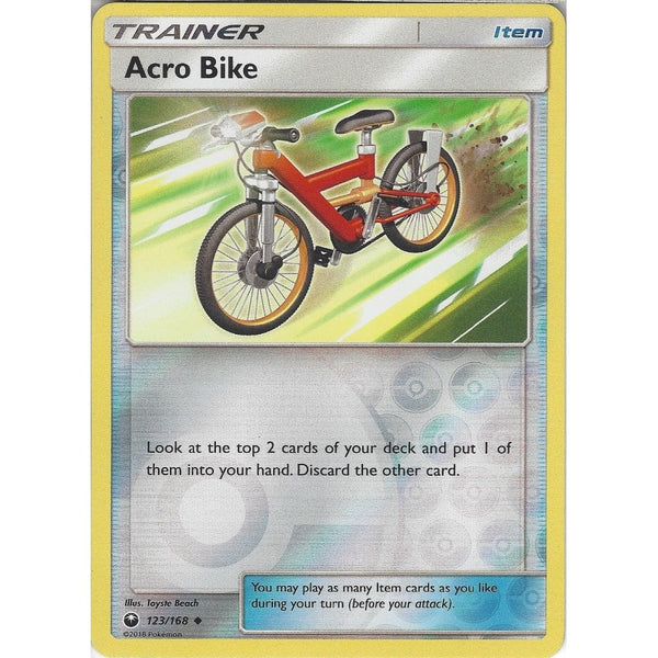Pokemon SM Celestial Storm Card: Acro Bike - 123/168 - Reverse Holo Trainer
