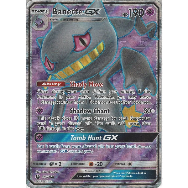 Pokemon SM Celestial Storm Card: Banette GX - 157/168 - Full Art Ultra Rare Holo