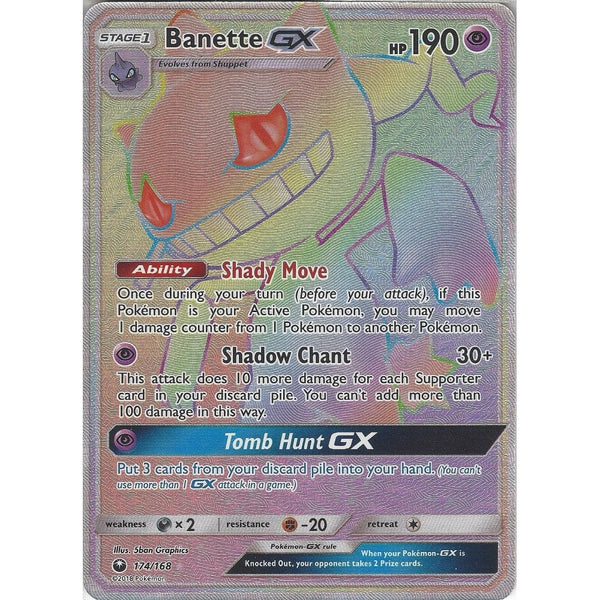 Pokemon SM Celestial Storm Card: Banette GX - 174/168 - Rainbow Rare Holo