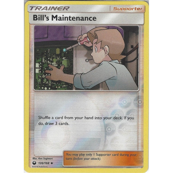 Pokemon SM Celestial Storm Card: Bill's Maintenance 126/168 Reverse Holo Trainer