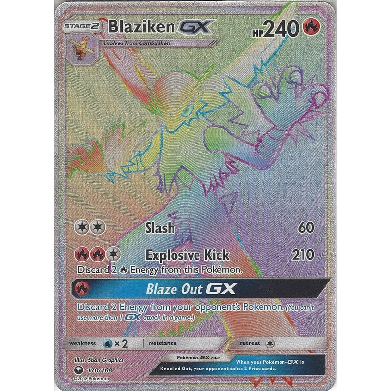 Pokemon SM Celestial Storm Card: Blaziken GX - 170/168 - Rainbow Rare - Recaptured LTD Pokemon SM Celestial Storm Card: Blaziken GX - 170/168 - Rainbow Rare - Recaptured LTD