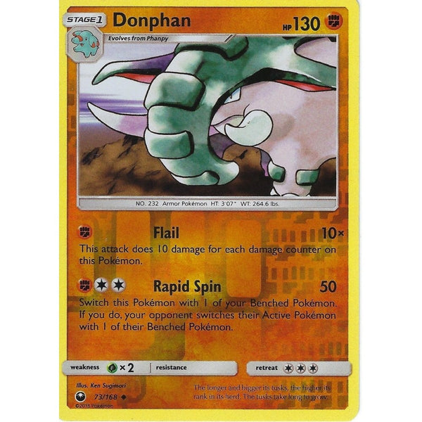 Pokemon SM Celestial Storm Card: Donphan - 73/168 - Reverse Holo