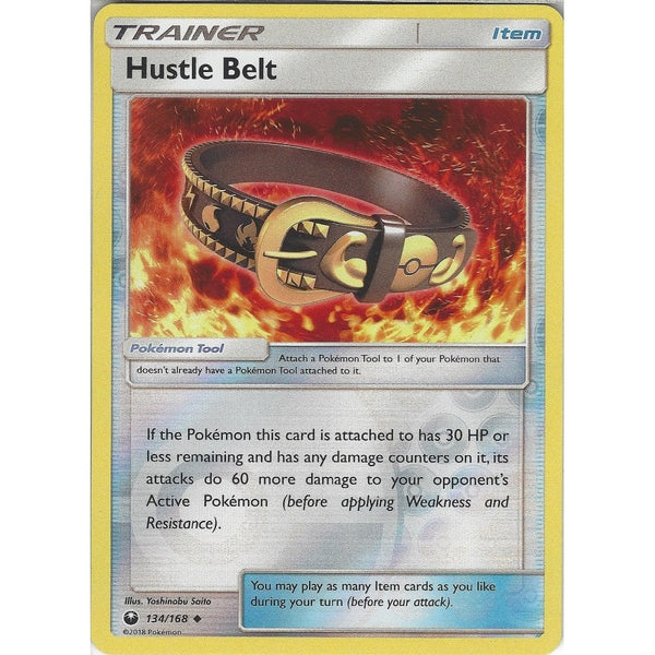 Pokemon SM Celestial Storm Card: Hustle Belt - 134/168 - Reverse Holo Trainer