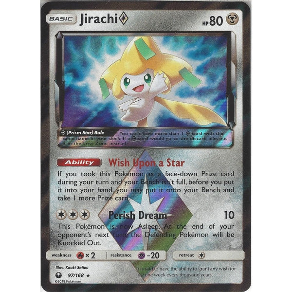 Pokemon SM Celestial Storm Card: Jirachi Prism Star - 97/168 - Rare Holo