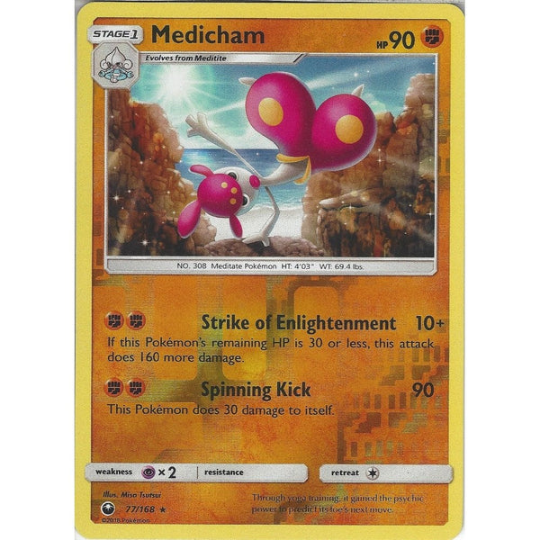 Pokemon SM Celestial Storm Card: Medicham - 77/168 - Rare Reverse Holo