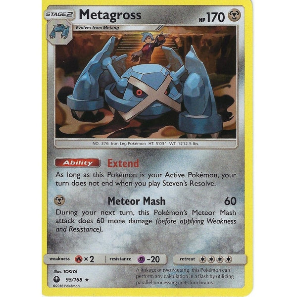Pokemon SM Celestial Storm Card: Metagross - 95/168 - Rare Holo