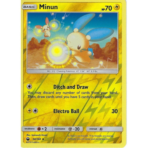 Pokemon SM Celestial Storm Card: Minun - 54/168 - Reverse Holo