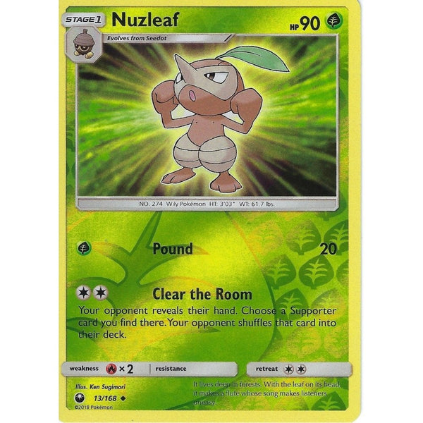 Pokemon SM Celestial Storm Card: Nuzleaf - 13/168 - Reverse Holo