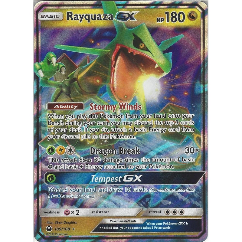 Pokemon SM Celestial Storm Card: Rayquaza GX - 109/168 - Ultra Rare Ho - Recaptured LTD Pokemon SM Celestial Storm Card: Rayquaza GX - 109/168 - Ultra Rare Ho - Recaptured LTD