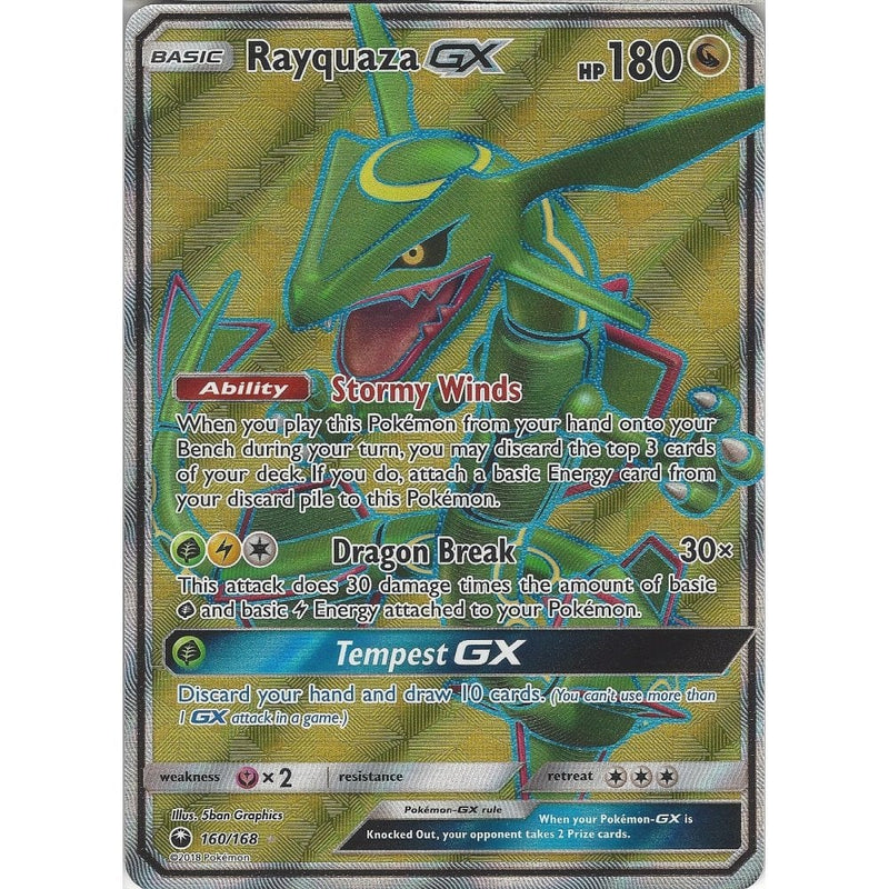 Pokemon SM Celestial Storm Card: Rayquaza GX - 160/168 Full Art Ultra - Recaptured LTD Pokemon SM Celestial Storm Card: Rayquaza GX - 160/168 Full Art Ultra - Recaptured LTD