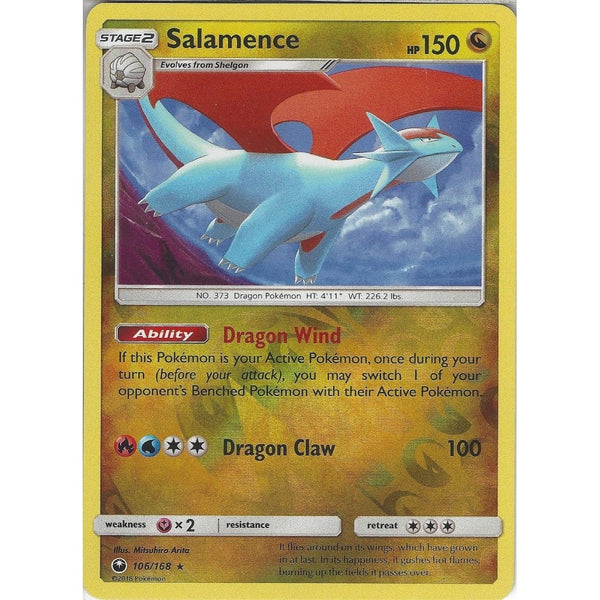 Pokemon SM Celestial Storm Card: Salamence - 106/168 - Rare Reverse Holo
