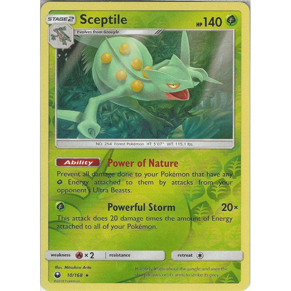 Pokemon SM Celestial Storm Card: Sceptile - 10/168 - Rare Reverse Holo