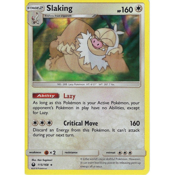 Pokemon SM Celestial Storm Card: Slaking - 115/168 - Rare Holo