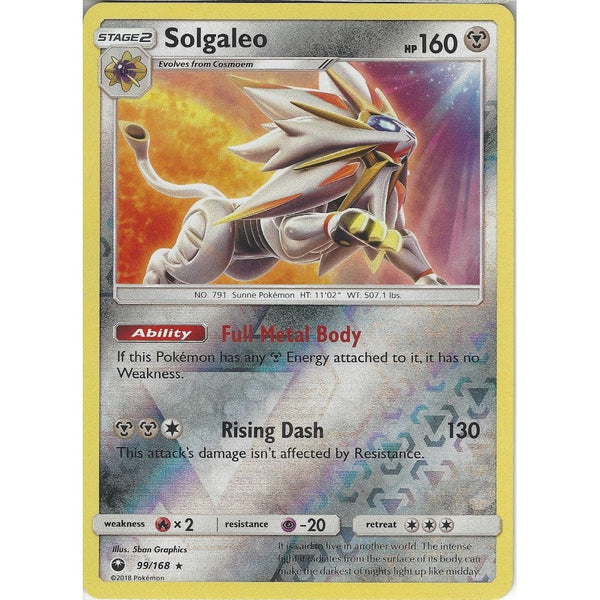 Pokemon SM Celestial Storm Card: Solgaleo - 99/168 - Rare Reverse Holo
