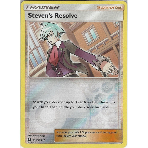 Pokemon SM Celestial Storm Card: Steven's Resolve - 145/168 Reverse Holo Trainer