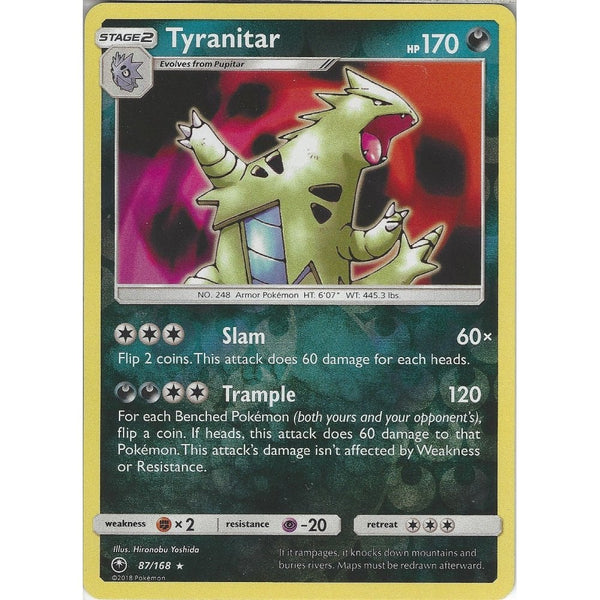 Pokemon SM Celestial Storm Card: Tyranitar - 87/168 - Rare Reverse Holo