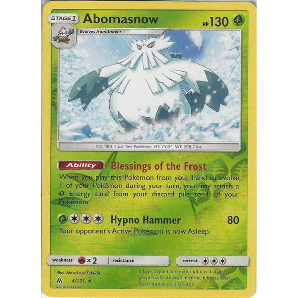 Pokemon SM Forbidden light Card: Abomasnow - 4/131 - Rare Reverse Holo