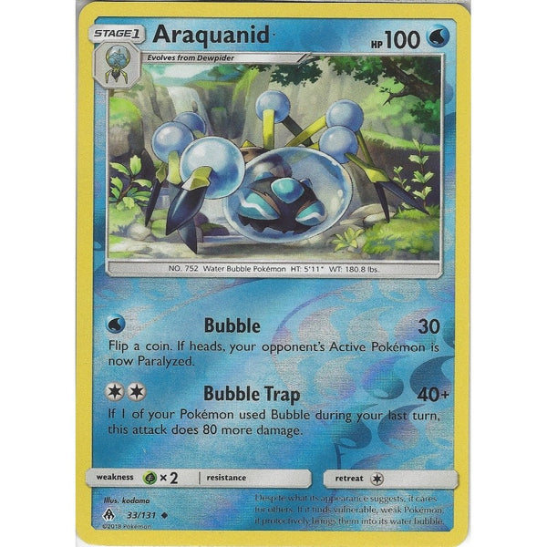 Pokemon SM Forbidden light Card: Araquanid - 33/131 - Reverse Holo