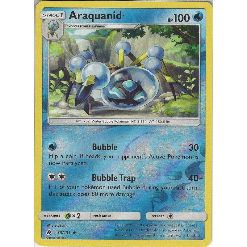 Pokemon SM Forbidden light Card: Araquanid - 33/131 - Reverse Holo
