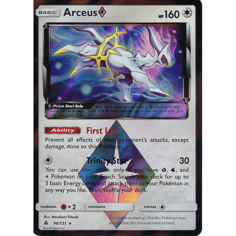 Pokemon SM Forbidden Light Card: Arceus Prism Star - 96/131 - Rare Hol - Recaptured LTD Pokemon SM Forbidden Light Card: Arceus Prism Star - 96/131 - Rare Hol - Recaptured LTD