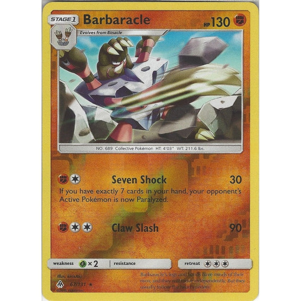 Pokemon SM Forbidden light Card: Barbaracle - 67/131 - Reverse Holo