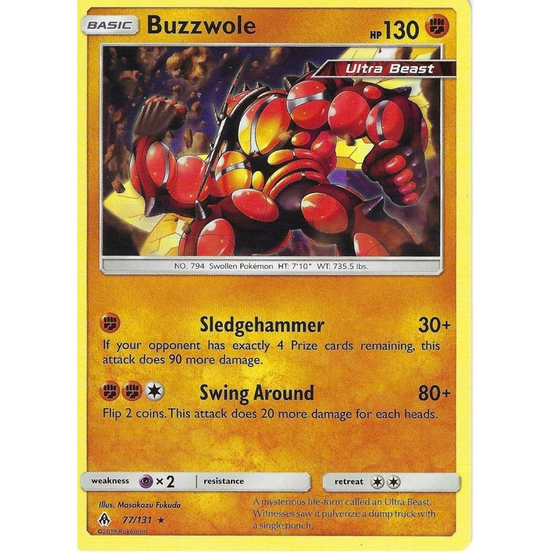 are ultra beast pokemon cards rare Pokemon SM Forbidden Light Card: Buzzwole - Ultra Beast - 77/131 - Rar