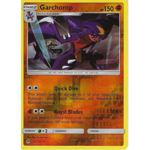 Pokemon SM Forbidden Light Card: Garchomp - 62/131 - Rare Reverse Holo