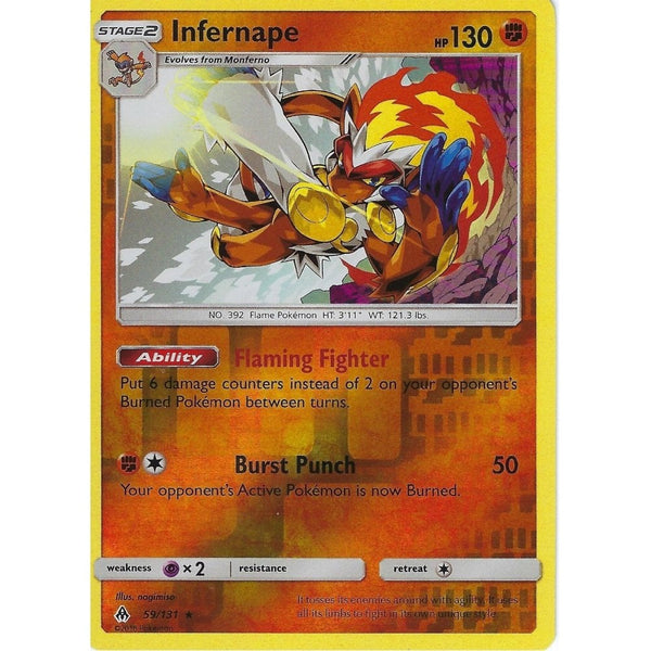 Pokemon SM Forbidden Light Card: Infernape - 59/131 - Reverse Holo