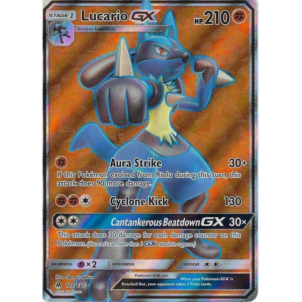 Pokemon SM Forbidden Light Card: Lucario GX - 122/131 - Full Art Ultra Rare Holo