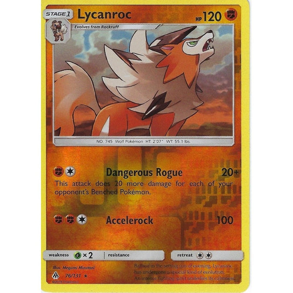 Pokemon SM Forbidden Light Card: Lycanroc - 76/131 - Rare Reverse Holo