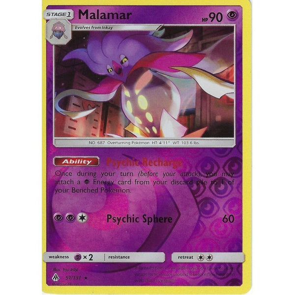 Pokemon SM Forbidden Light Card: Malamar - 51/131 - Rare Reverse Holo