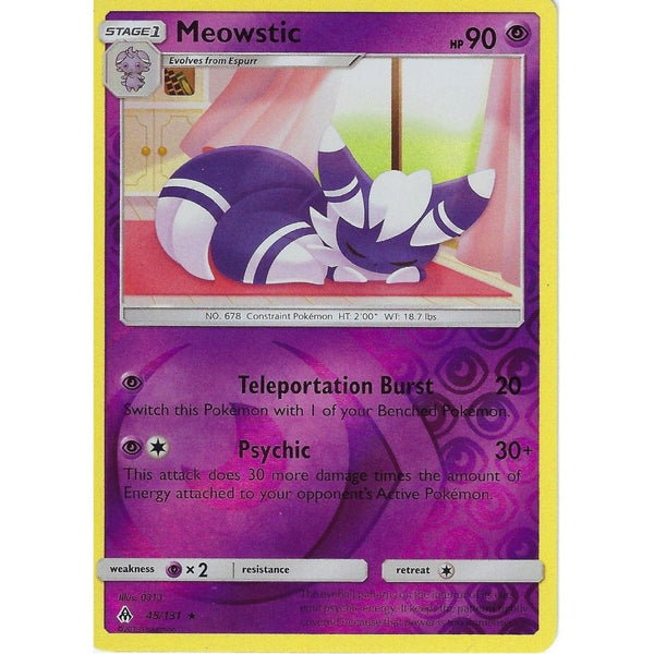 Pokemon SM Forbidden Light Card: Meowstic - 45/131 - Rare Reverse Holo