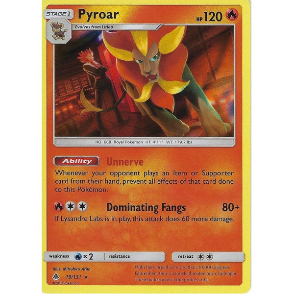 Pokemon SM Forbidden Light Card: Pyroar - 19/131 - Rare Holo